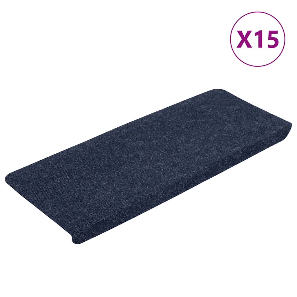 Tapetes de escada autoadesivos 15 pcs 65x24,5x3,5 cm azul