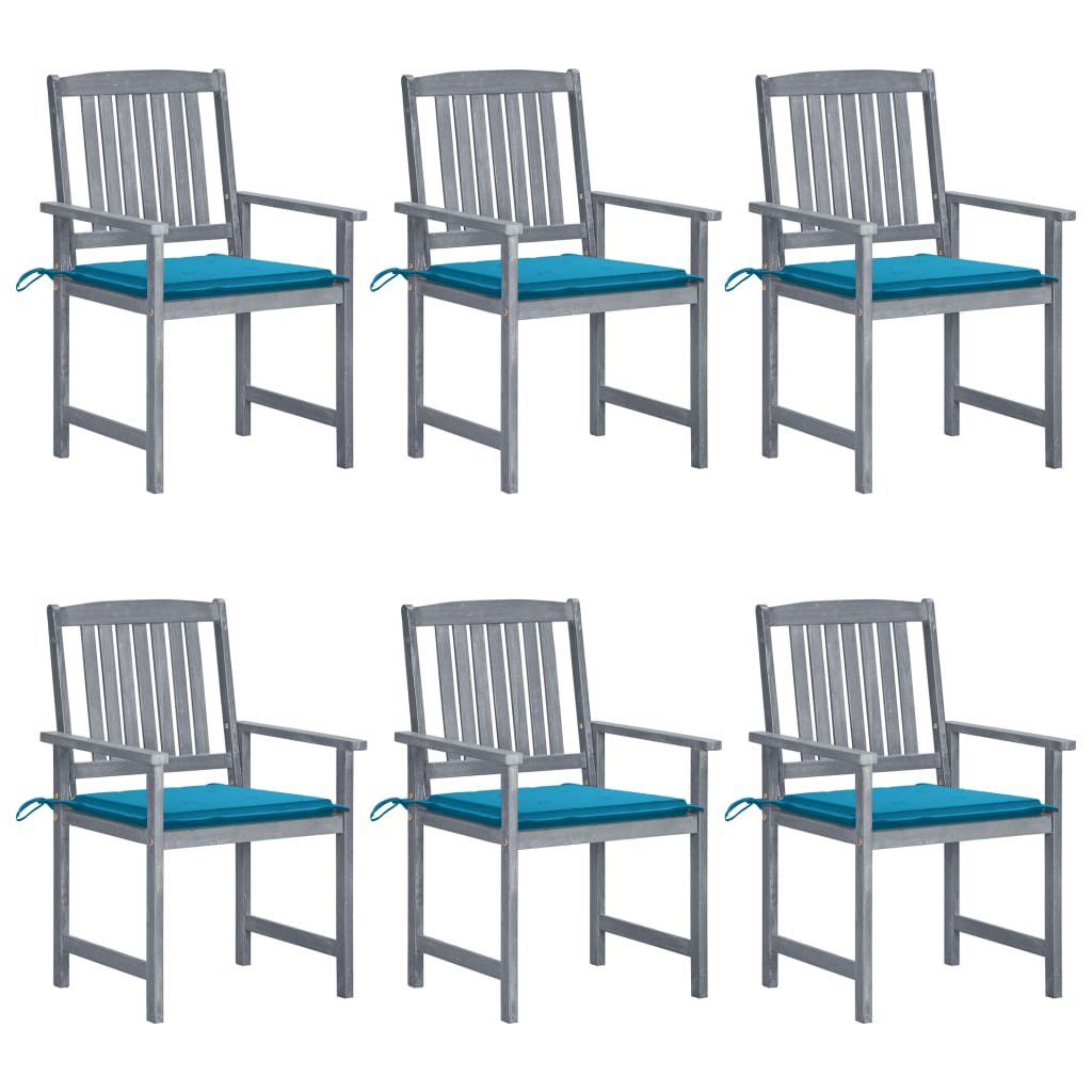 Cadeiras de jardim c/ almofadões 6 pcs acácia maciça cinzento
