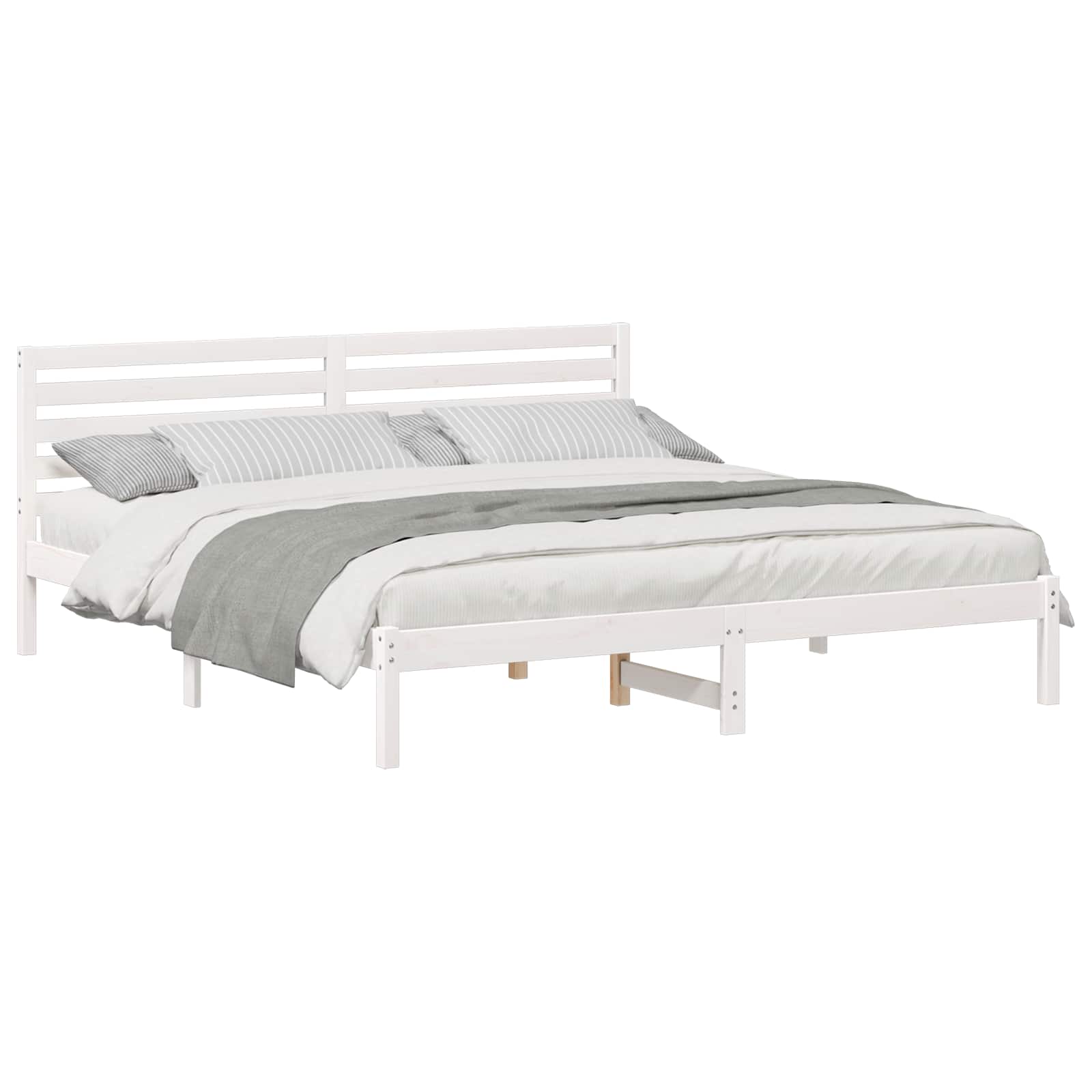 Estrutura da cama com cabeceira branco 200 x 200 cm