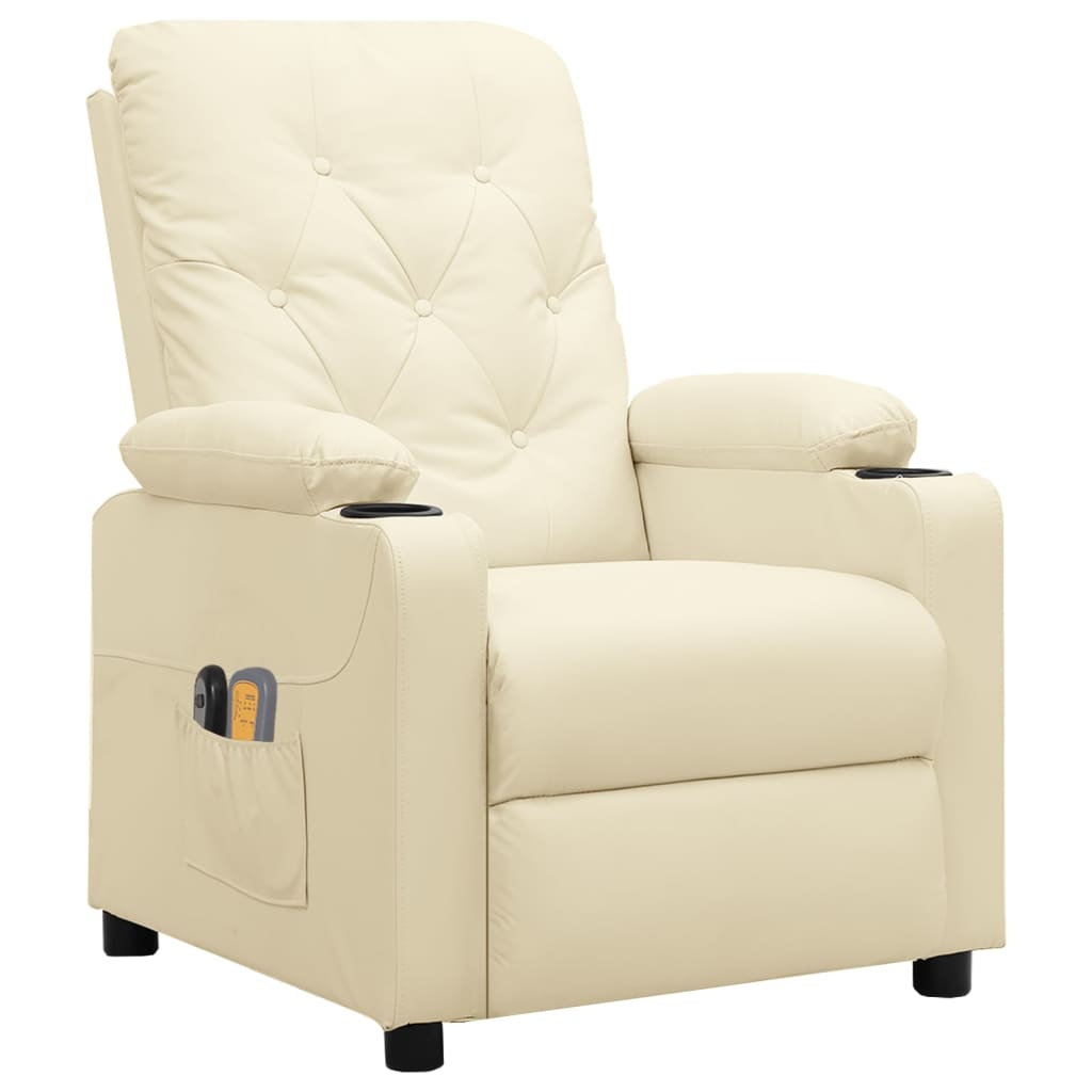 Poltrona de massagens elétrica couro artificial cor creme