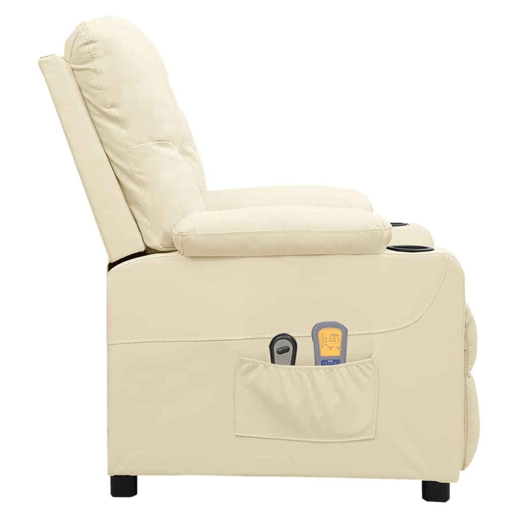 Poltrona de massagens elétrica couro artificial cor creme