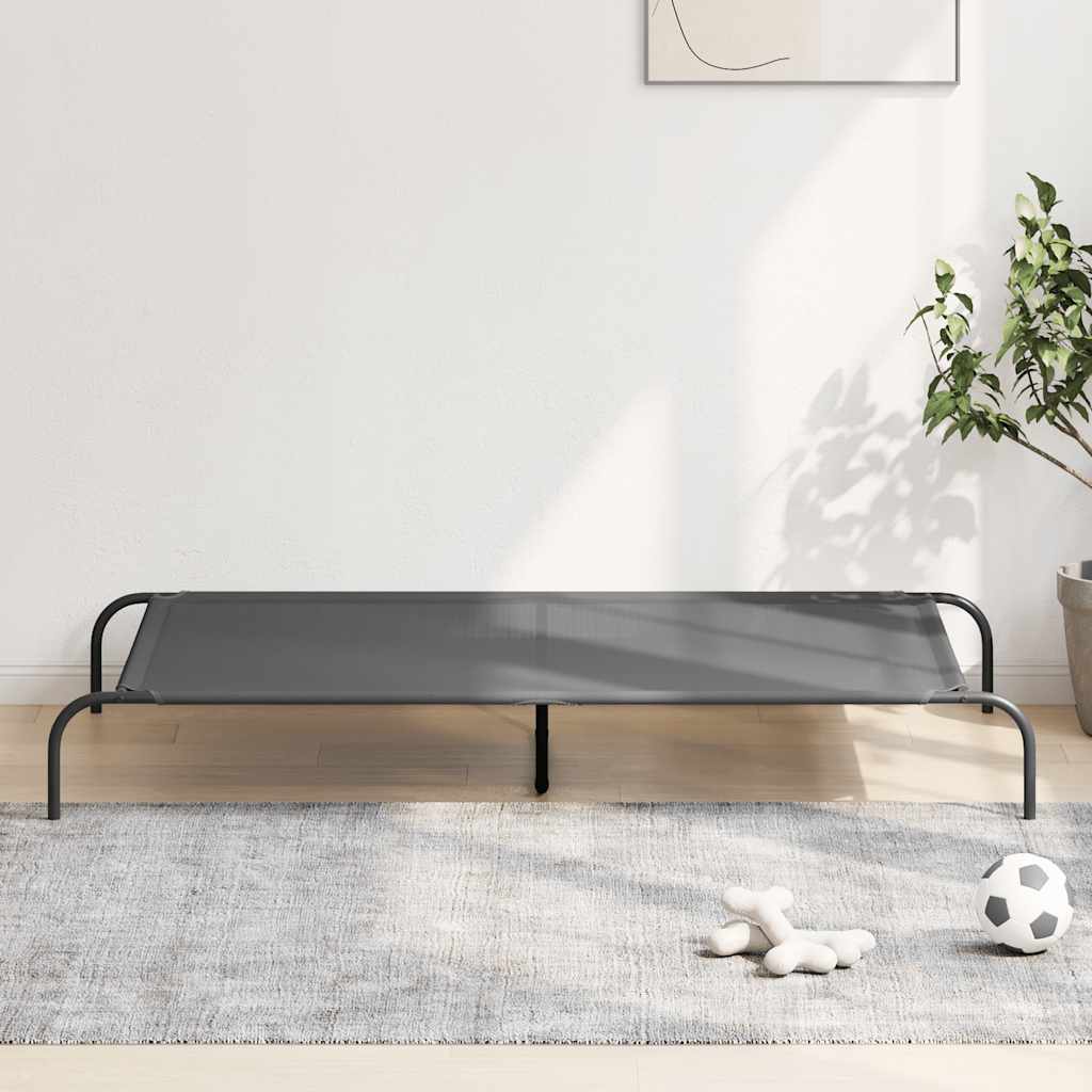 Cama para cães elevada 150x90x20 cm textilene e aço cinzento