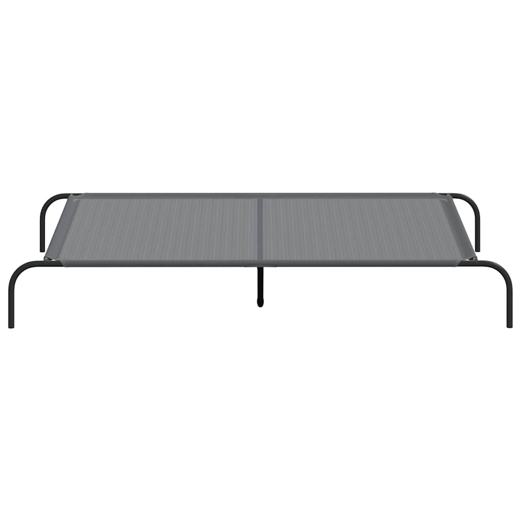 Cama para cães elevada 150x90x20 cm textilene e aço cinzento