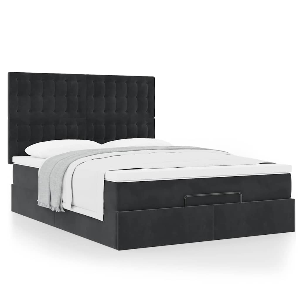 Estrutura de cama otomana com colchões 140x200 cm veludo preto
