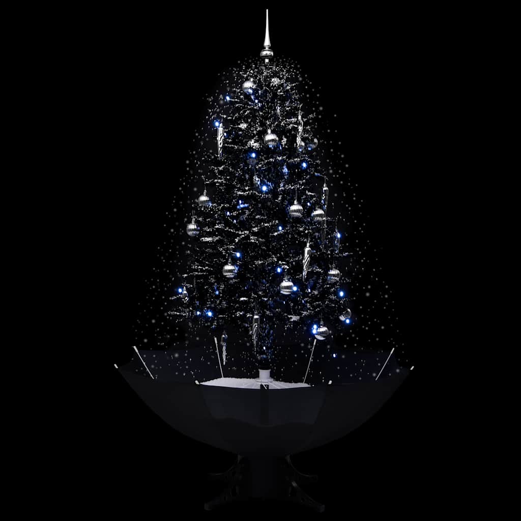 Árvore natal c/ neve base formato guarda-chuva 170 cm PVC preto