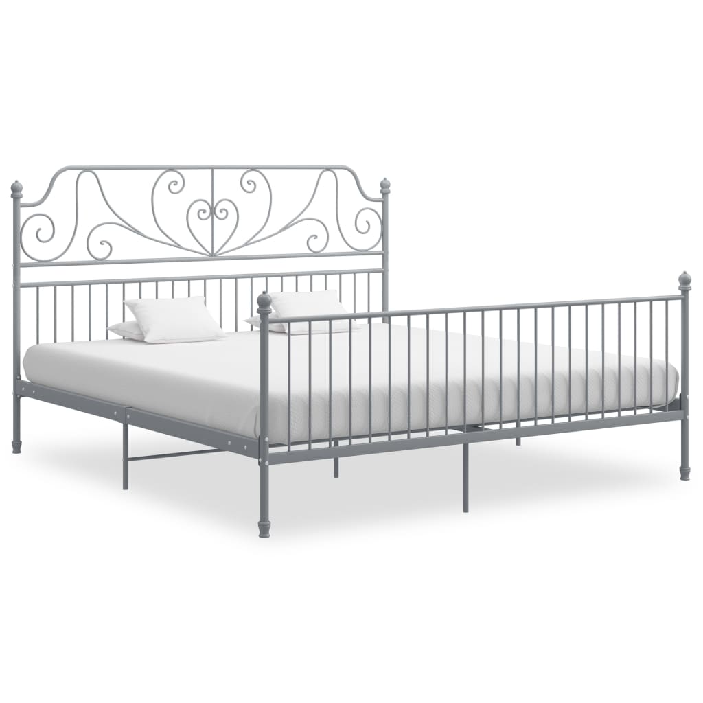 Estrutura de cama metal 200x200 cm cinzento