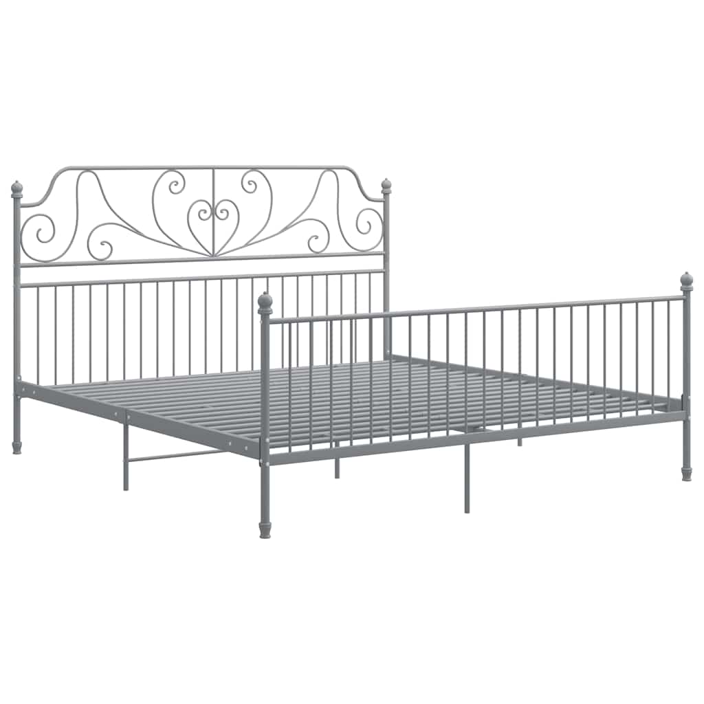 Estrutura de cama metal 200x200 cm cinzento