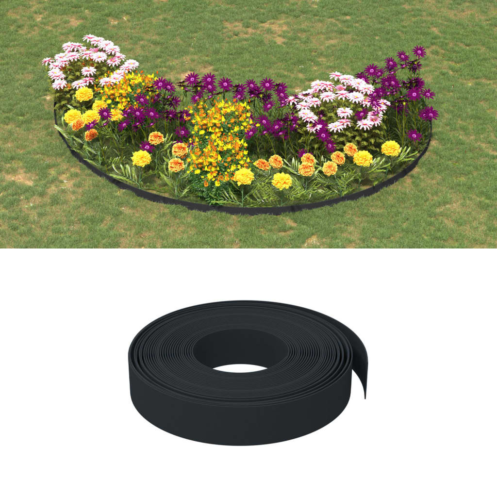 Bordas de jardim 5 pcs 10 m 10 cm polietileno preto