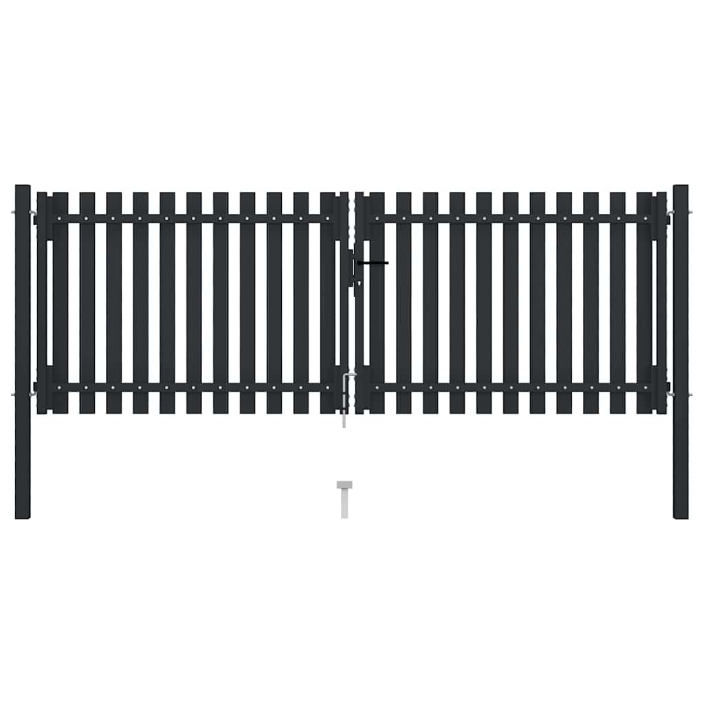 Portão de cerca de porta dupla em aço 300x75 cm antracite