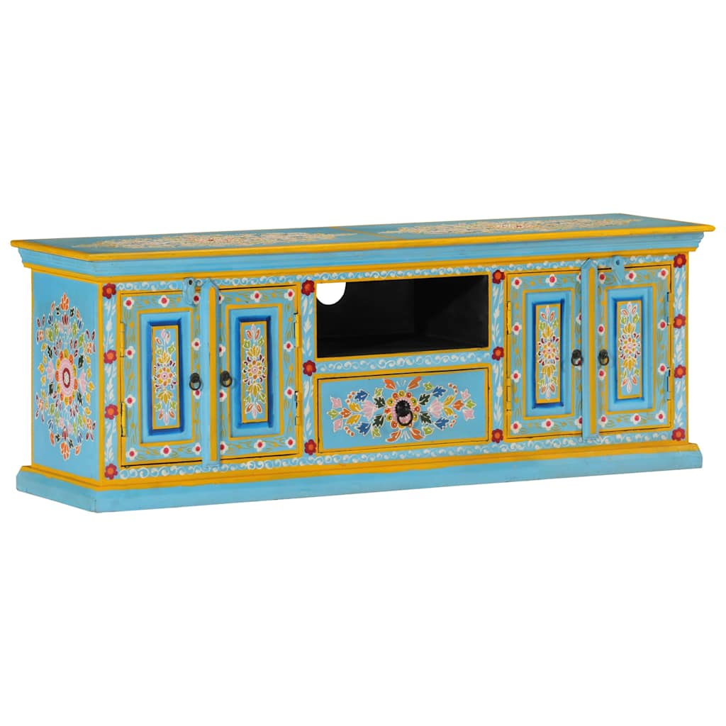 Móvel de TV 110x30x40 cm madeira de mangueira maciça azul
