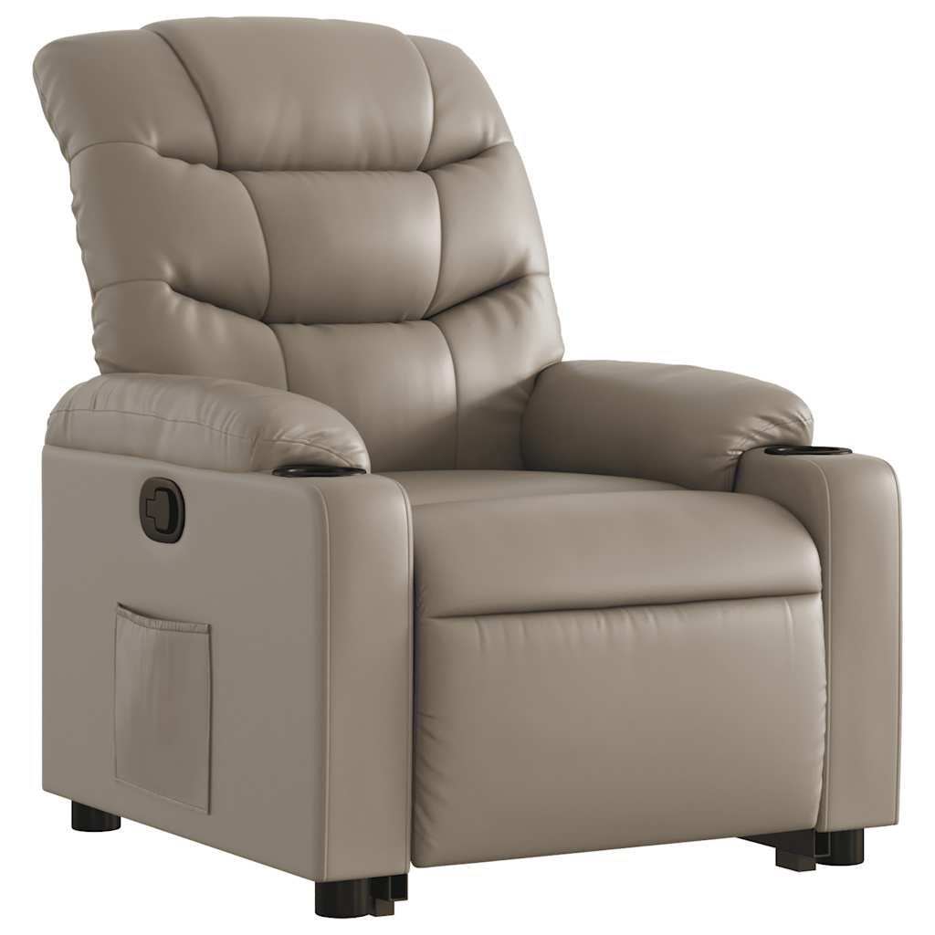 Poltrona reclinável elevatória couro artificial cor cappuccino