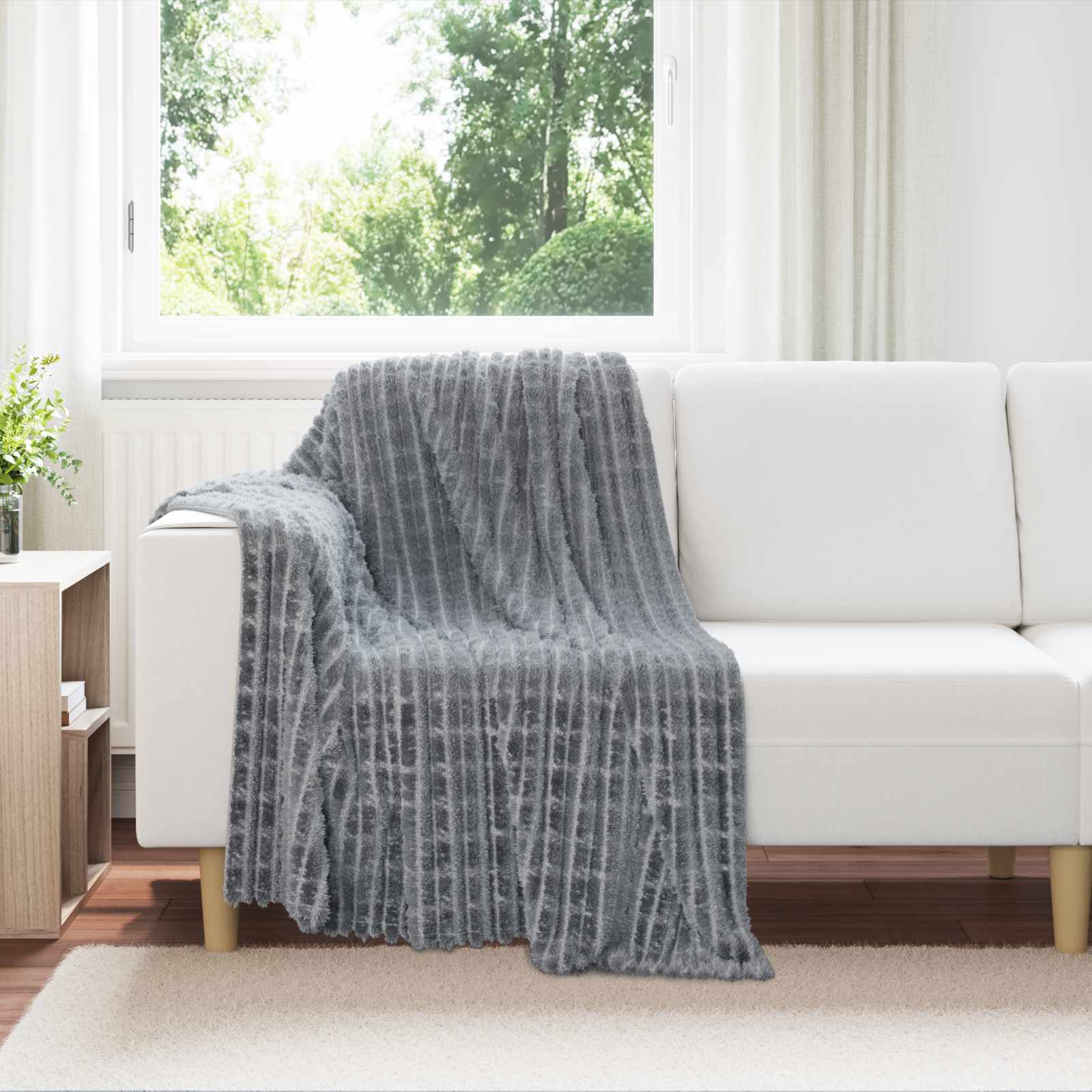 Cobertor cinza escuro 150 x 130 cm lã