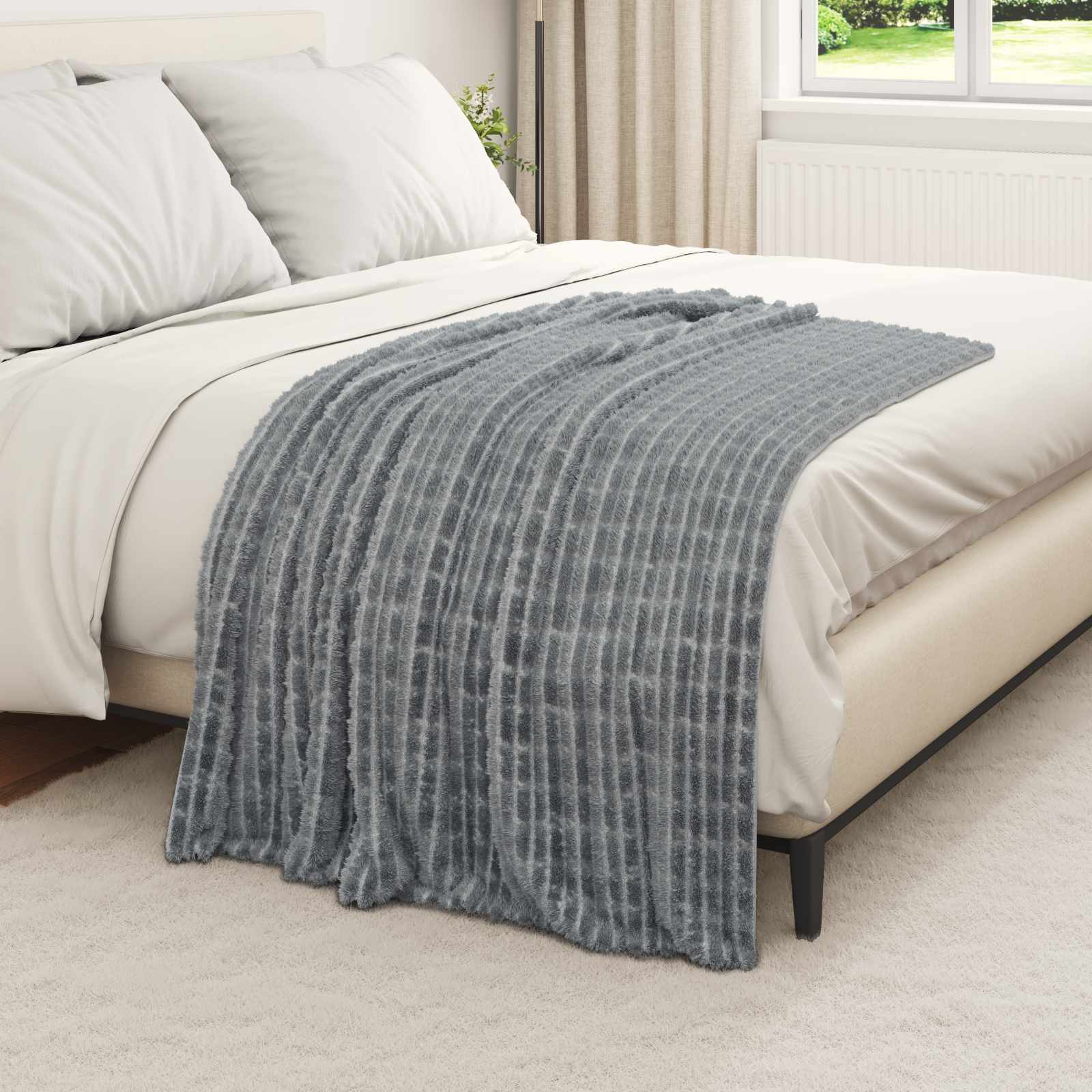 Cobertor cinza escuro 150 x 130 cm lã