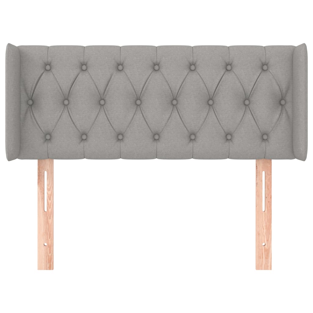 Cabeceira de cama c/ abas tecido 93x16x78/88 cm cinzento-claro