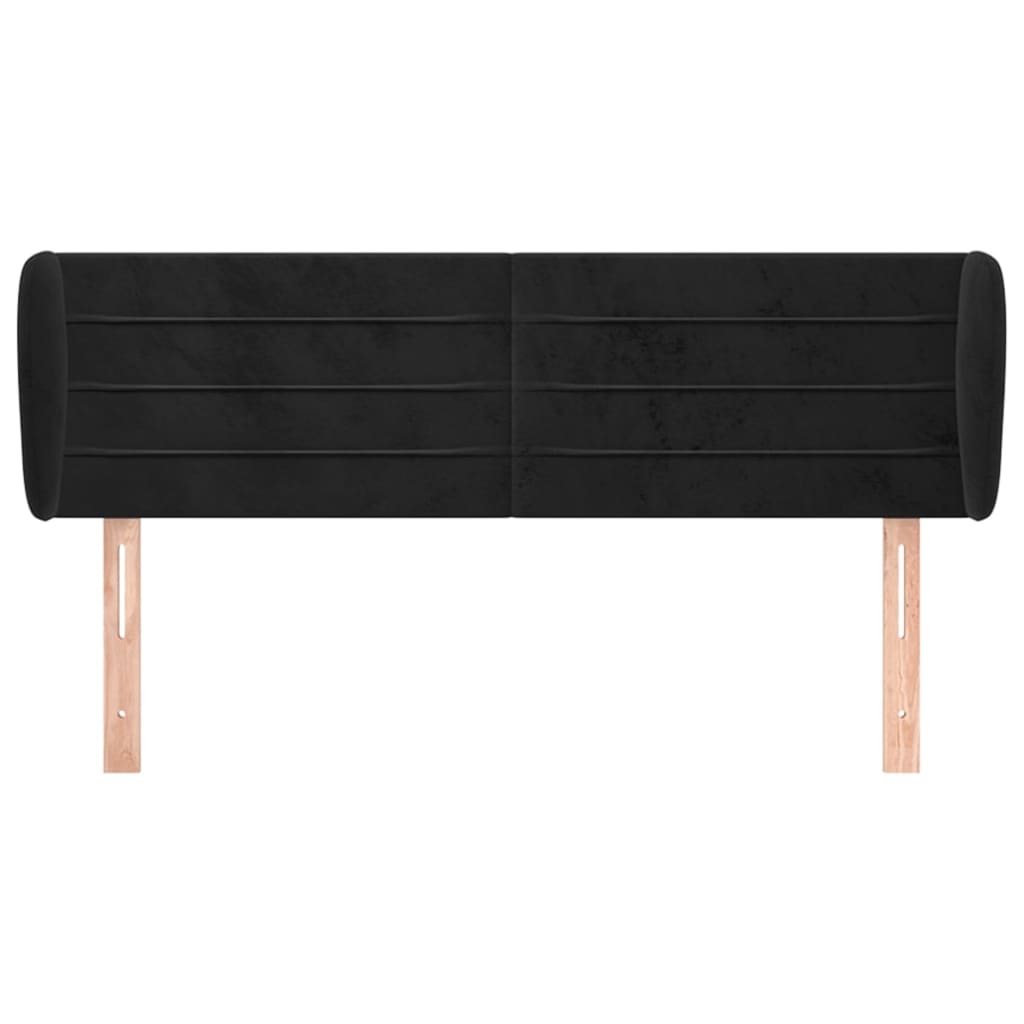Cabeceira de cama c/ abas veludo 147x23x78/88 cm preto