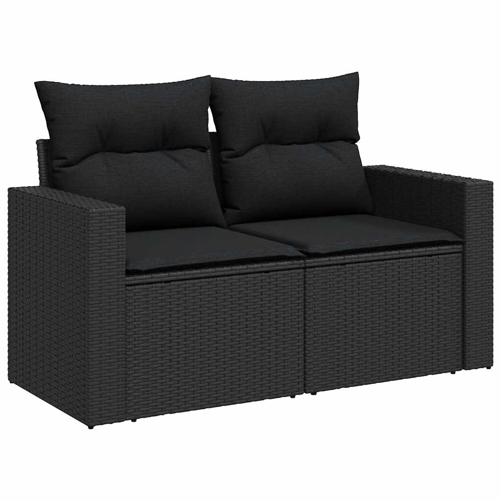 5 Pcs conjunto sofás de jardim com almofadões vime PE preto