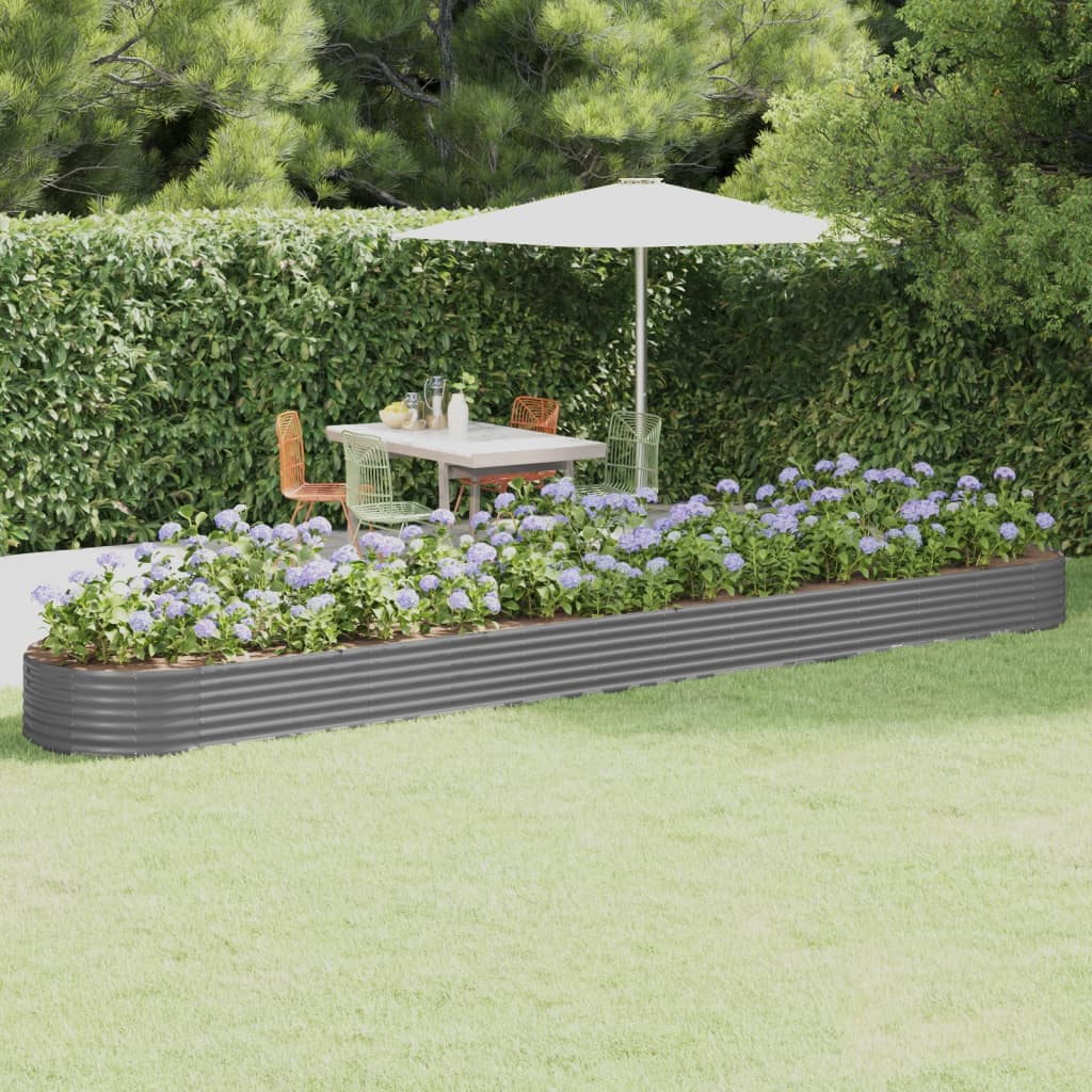 Canteiro elevado jardim 544x100x36 aço galvanizado cinzento
