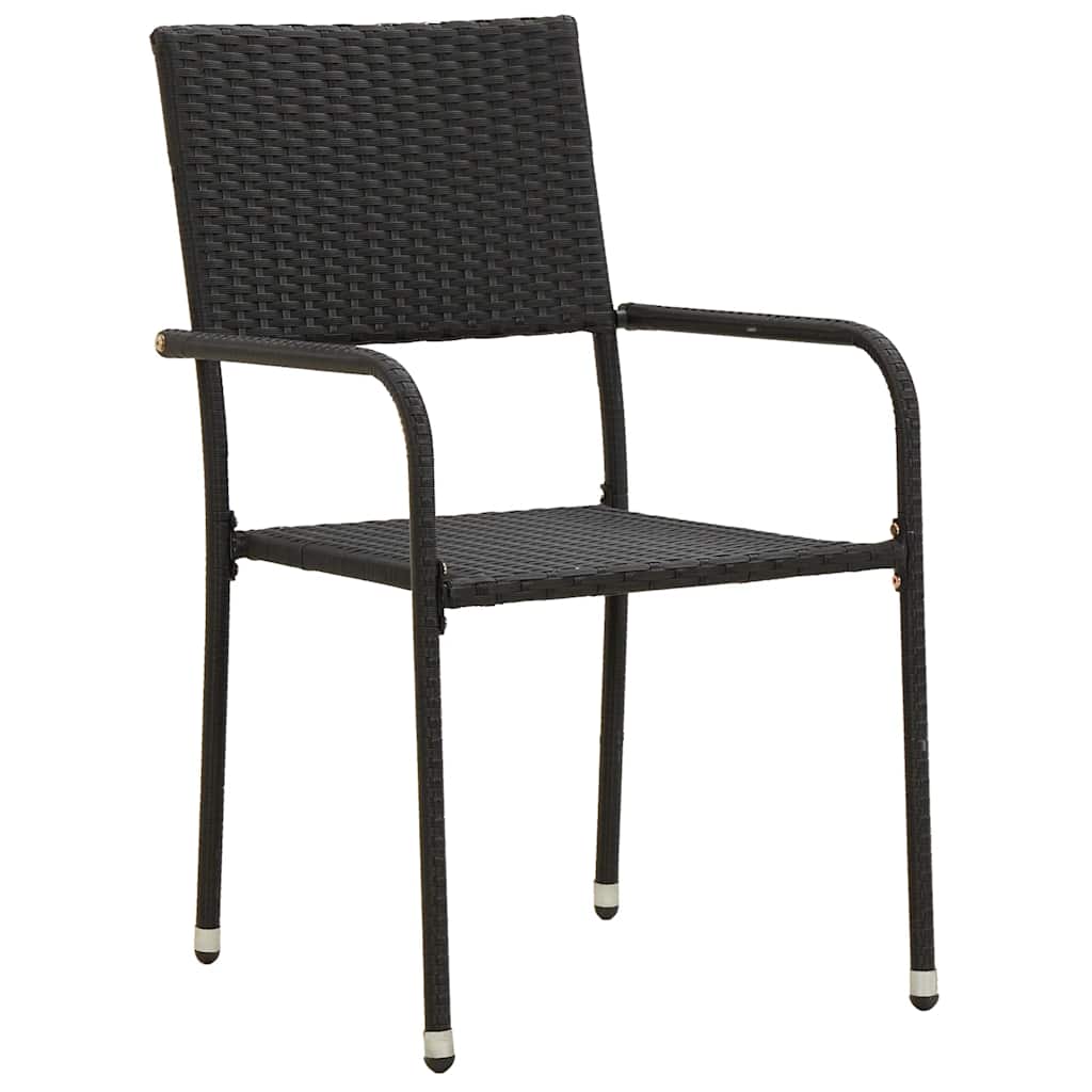 3 Pcs conjunto de jantar p/ exterior vime PE preto