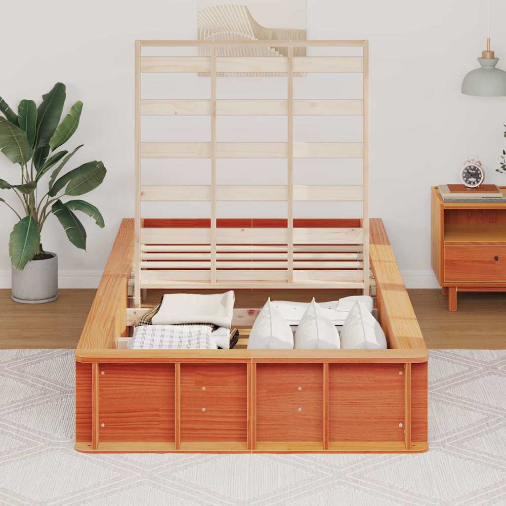 Estrutura da cama marrom cera 75 x 190 cm