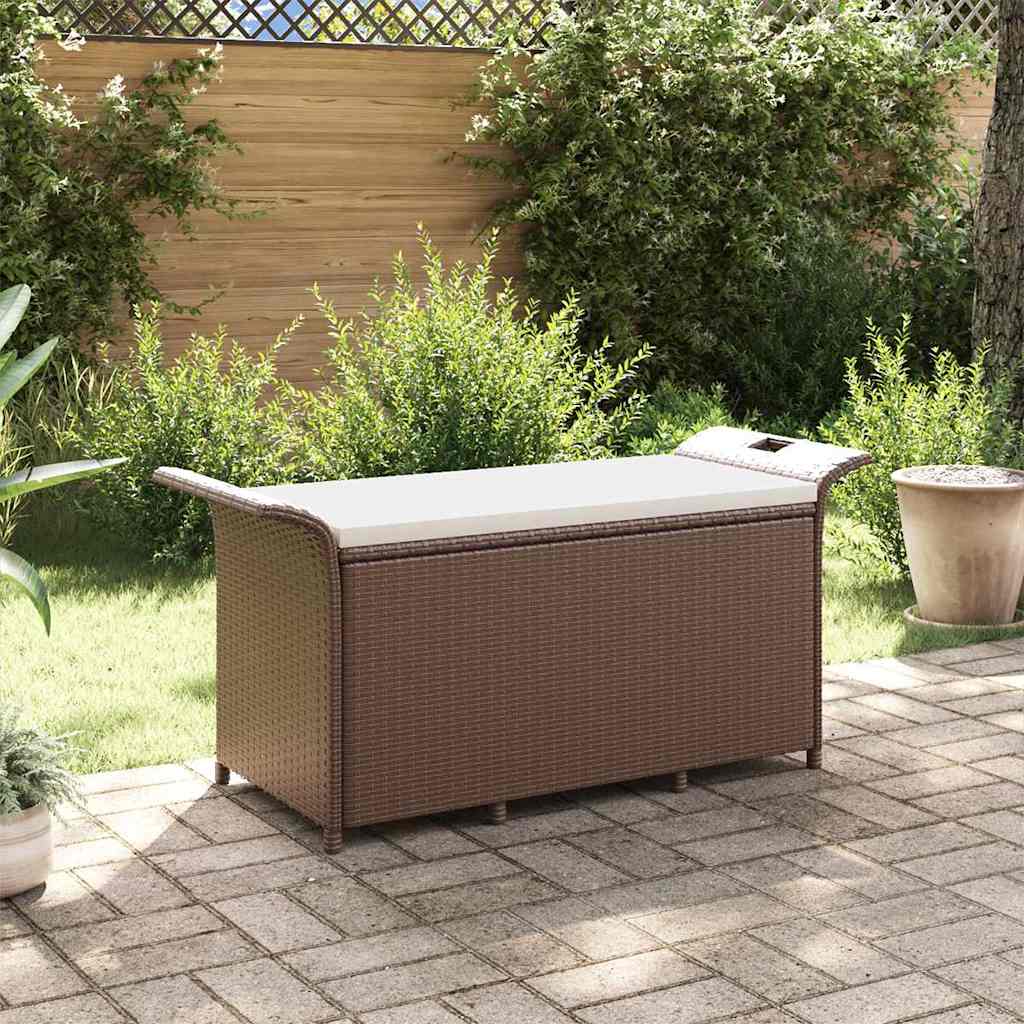 Banco de jardim com almofadão 116x46x57 cm vime PE castanho