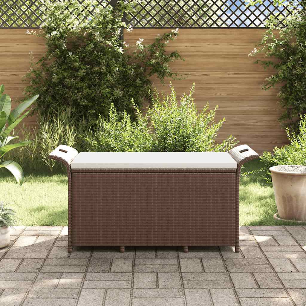 Banco de jardim com almofadão 116x46x57 cm vime PE castanho