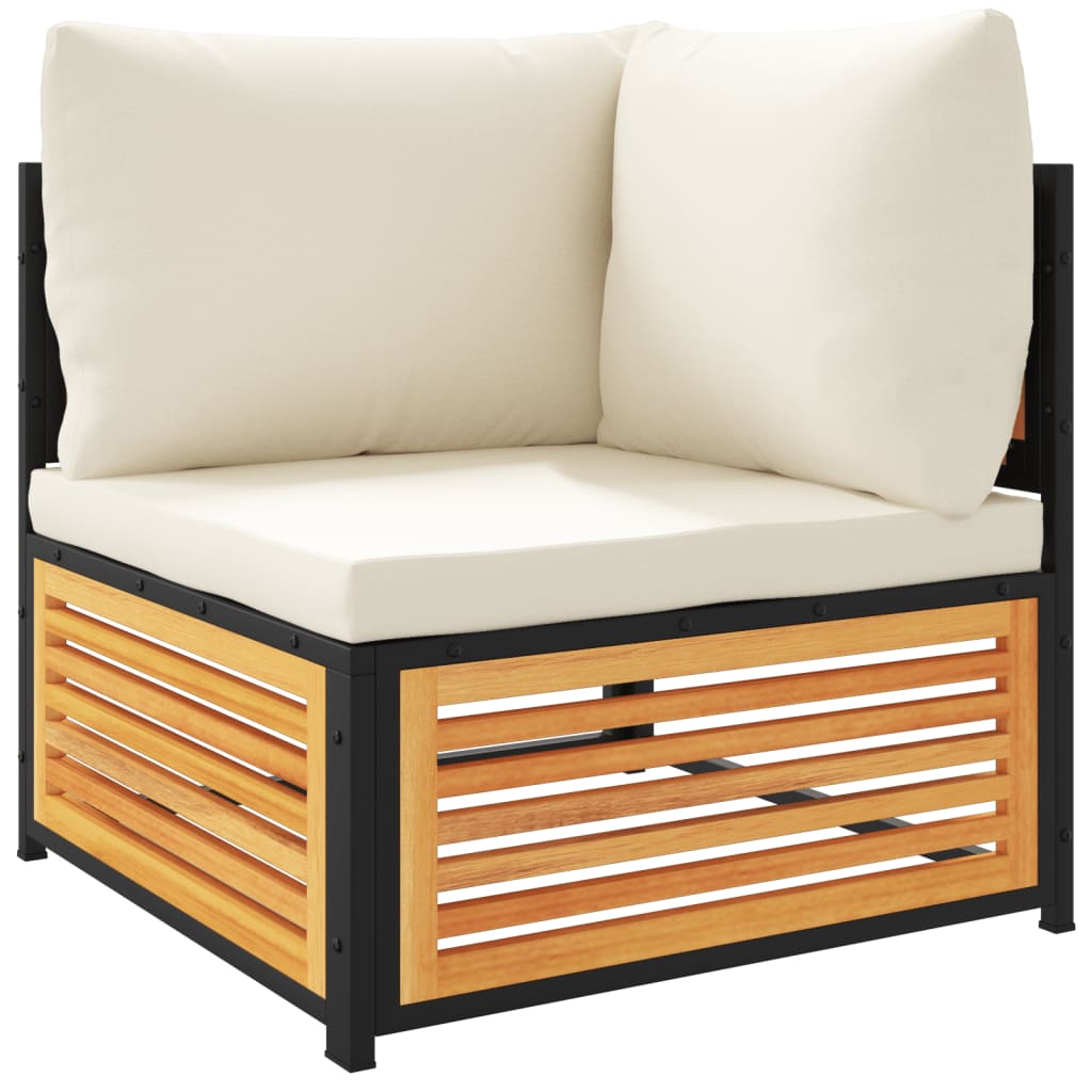 4 Pcs conjunto de sofás de jardim com almofadões acácia maciça