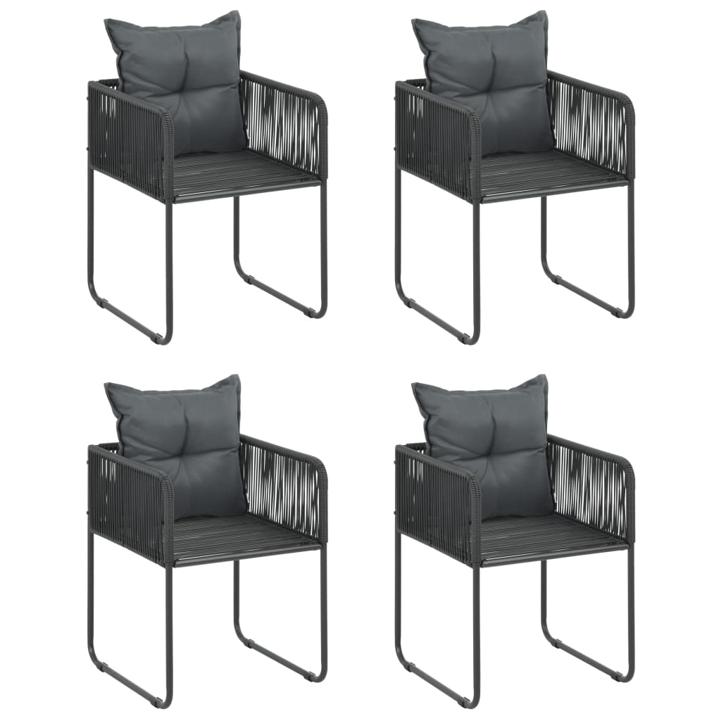 5 Pcs conjunto de jantar para jardim vime de PVC preto