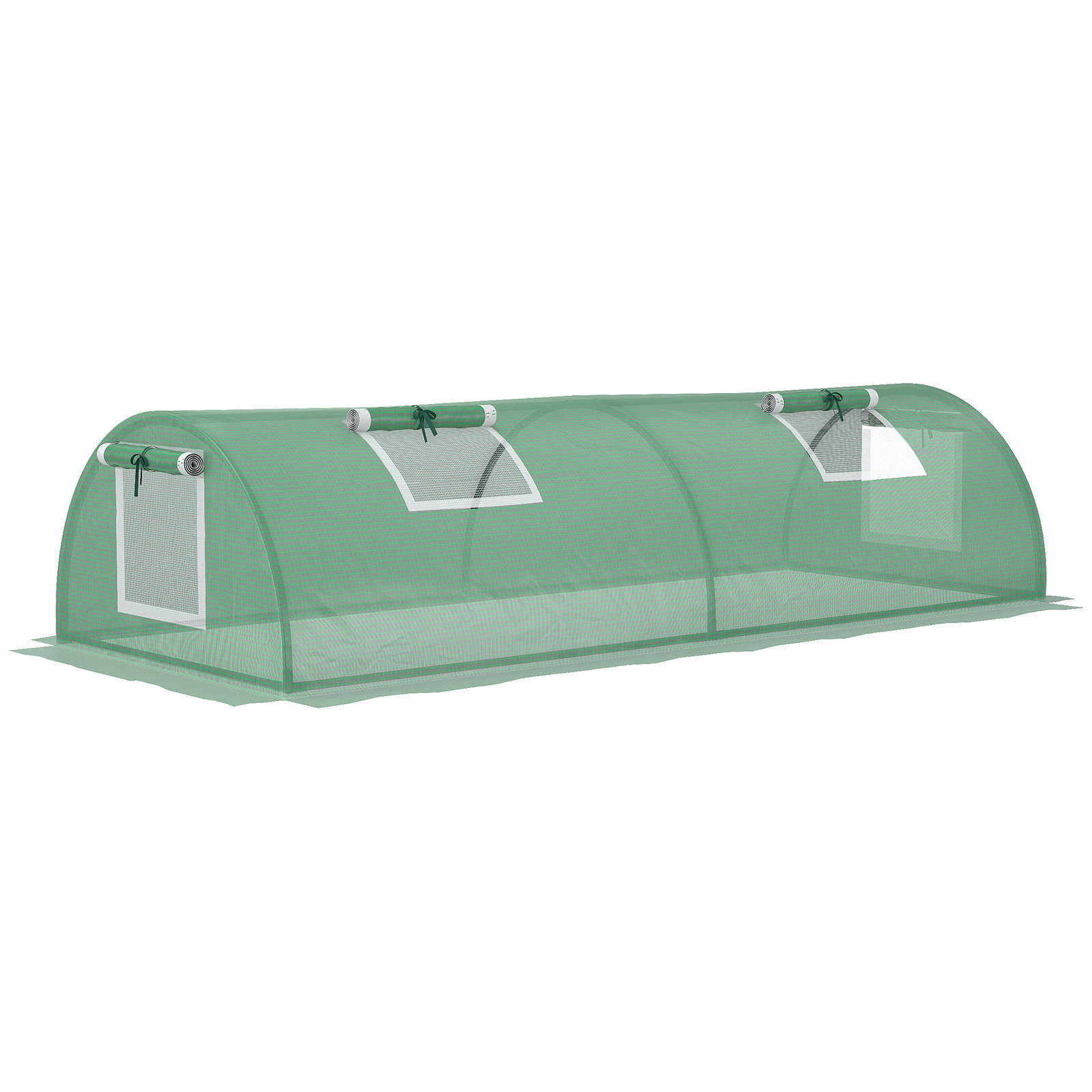 Mini estufa para cultivo de plantas com 4 janelas estrutura em aço e cobertura de PE anti-UV 200x80x45 cm verde