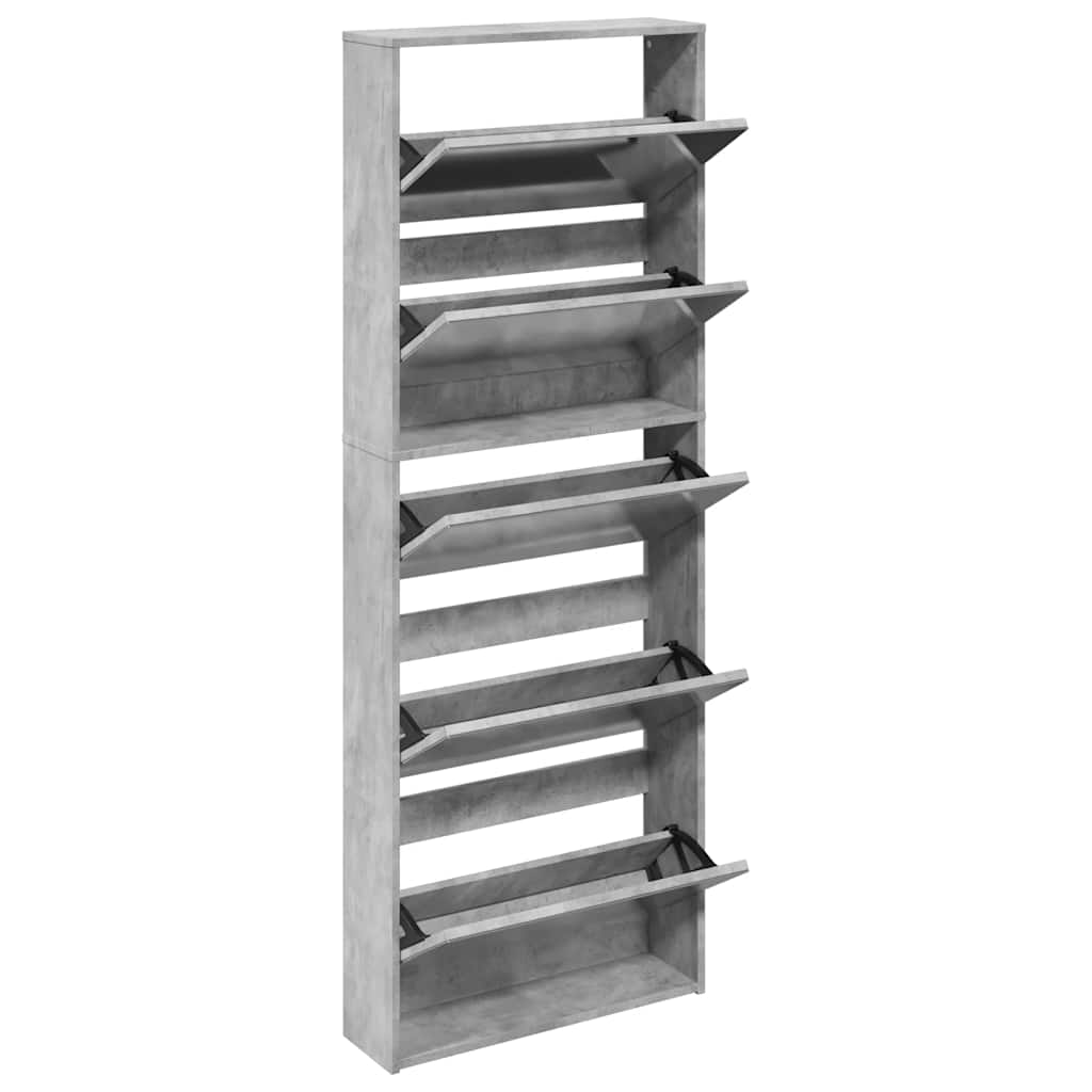 Sapateira c/ espelho 5 divisórias 63x17x169,5 cm cinza cimento