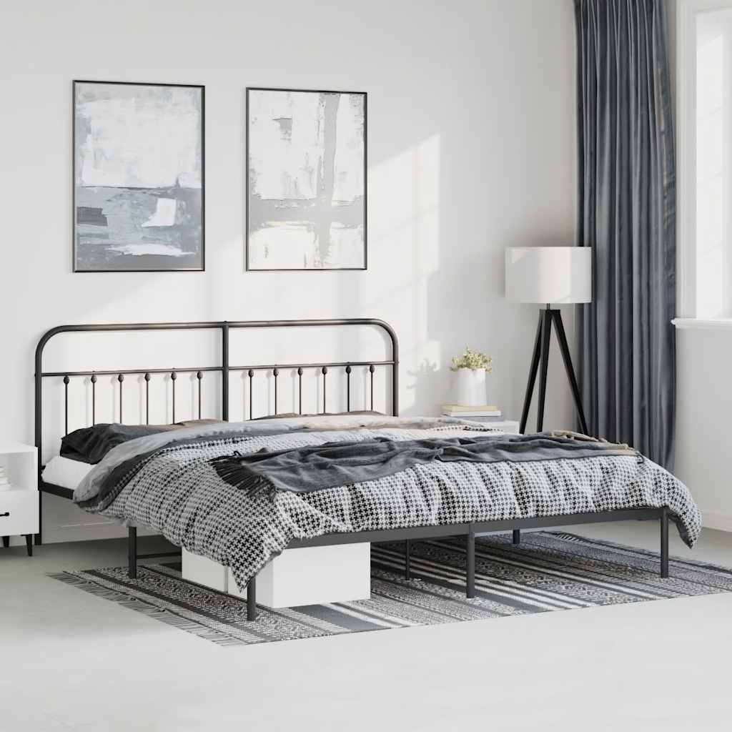 Estrutura de cama com cabeceira 183x213 cm metal preto