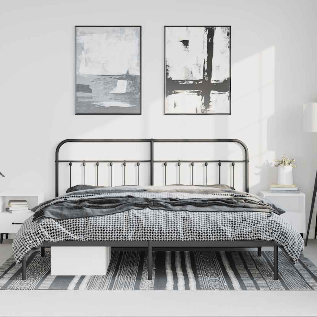 Estrutura de cama com cabeceira 183x213 cm metal preto