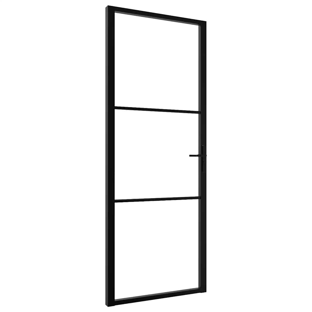 Porta de interior em vidro esg e alumínio 76x201,5 cm preto