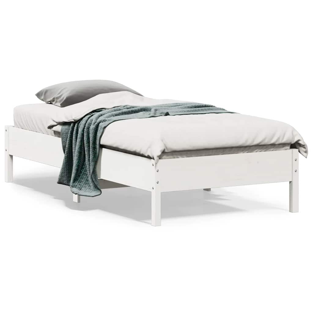 Cama sem colchão 75x190 cm madeira de pinho maciça branco