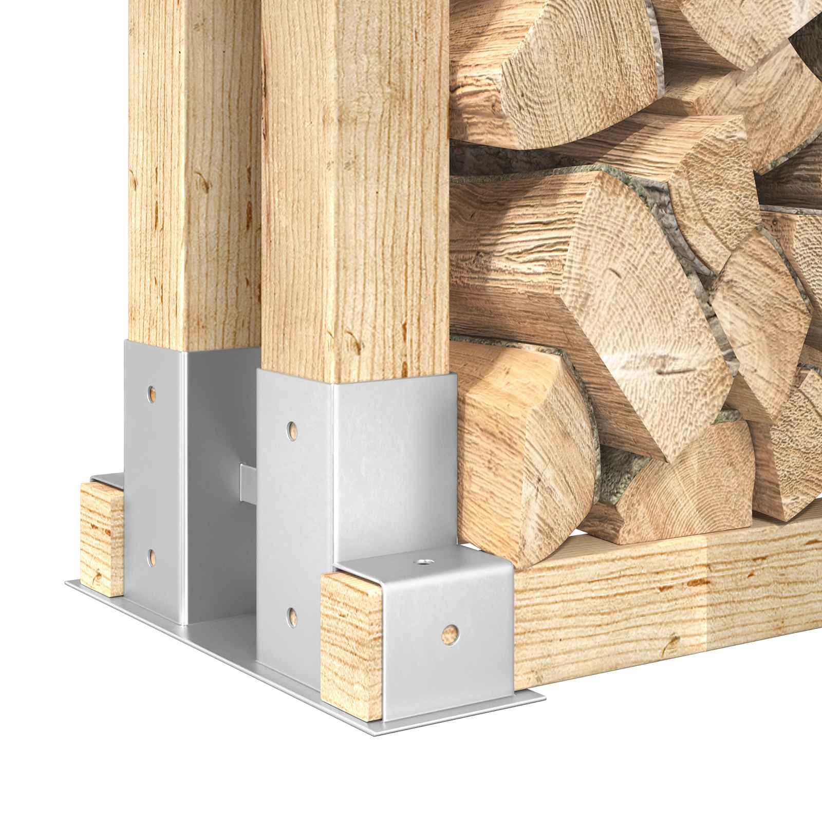 Ajuda para empilhamento de lenha 12 pcs prateado 34 x 10 x 15 cm aço