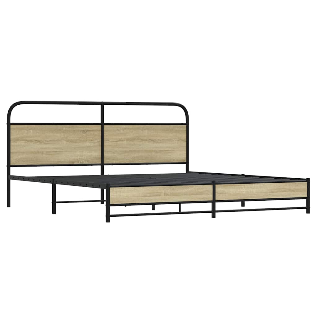 Estrutura de cama sem colchão 200x200cm metal carvalho sonoma