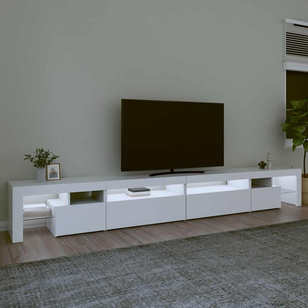 Móvel de TV com luzes LED 290x36,5x40 cm branco