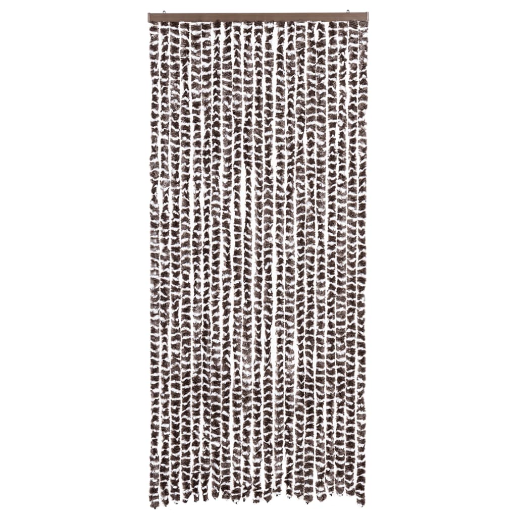 Cortina anti-insetos 90x220 cm chenille castanho e branco