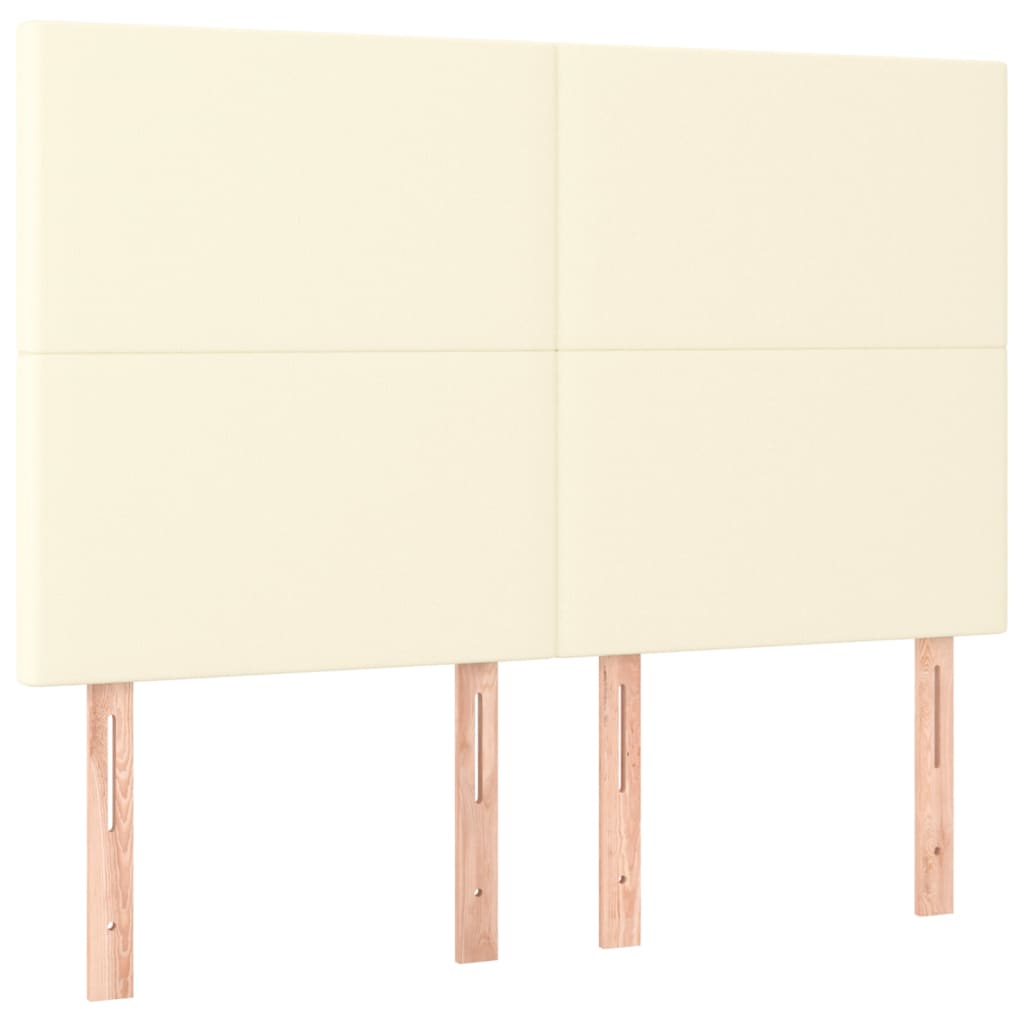 Cabeceira cama c/ LED 144x5x118/128 cm couro artificial crème