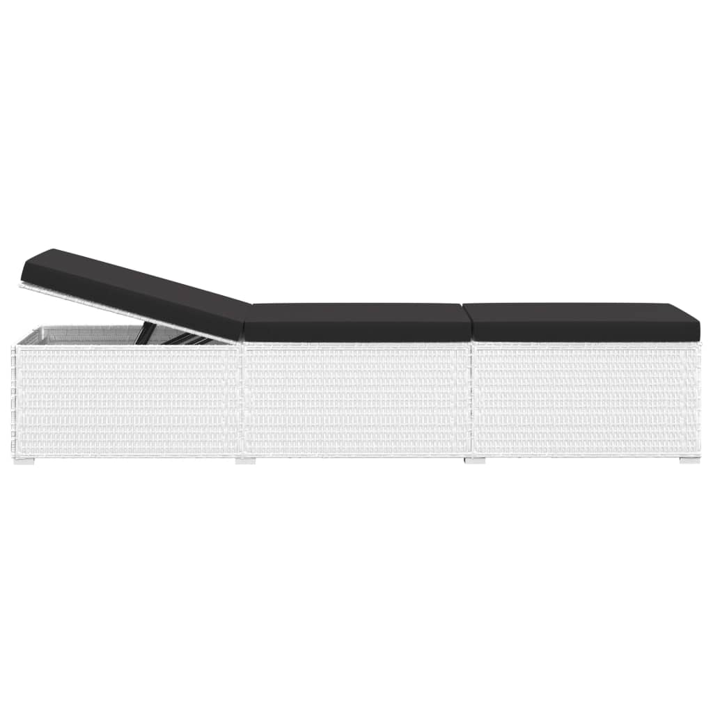 3 Pcs espreguiçadeiras jardim c/ mesa de centro vime PE branco