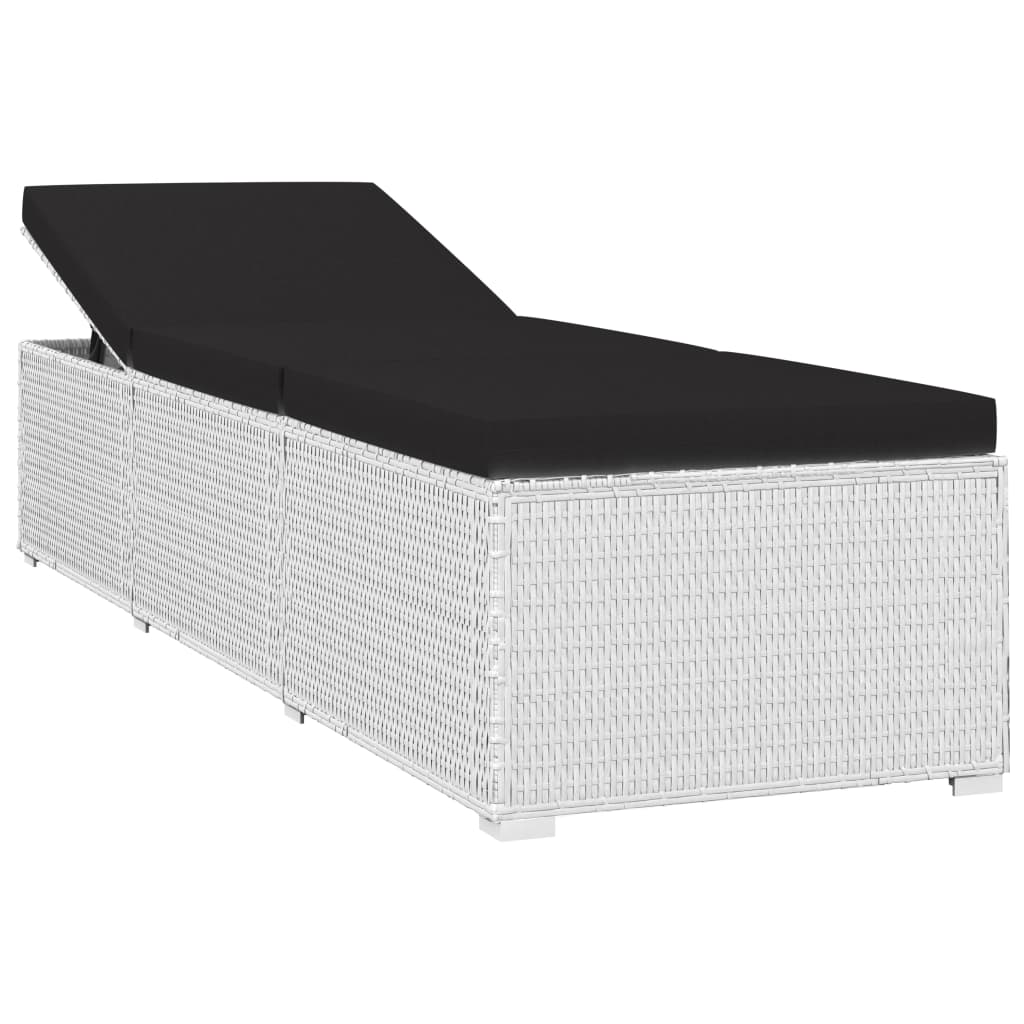 3 Pcs espreguiçadeiras jardim c/ mesa de centro vime PE branco