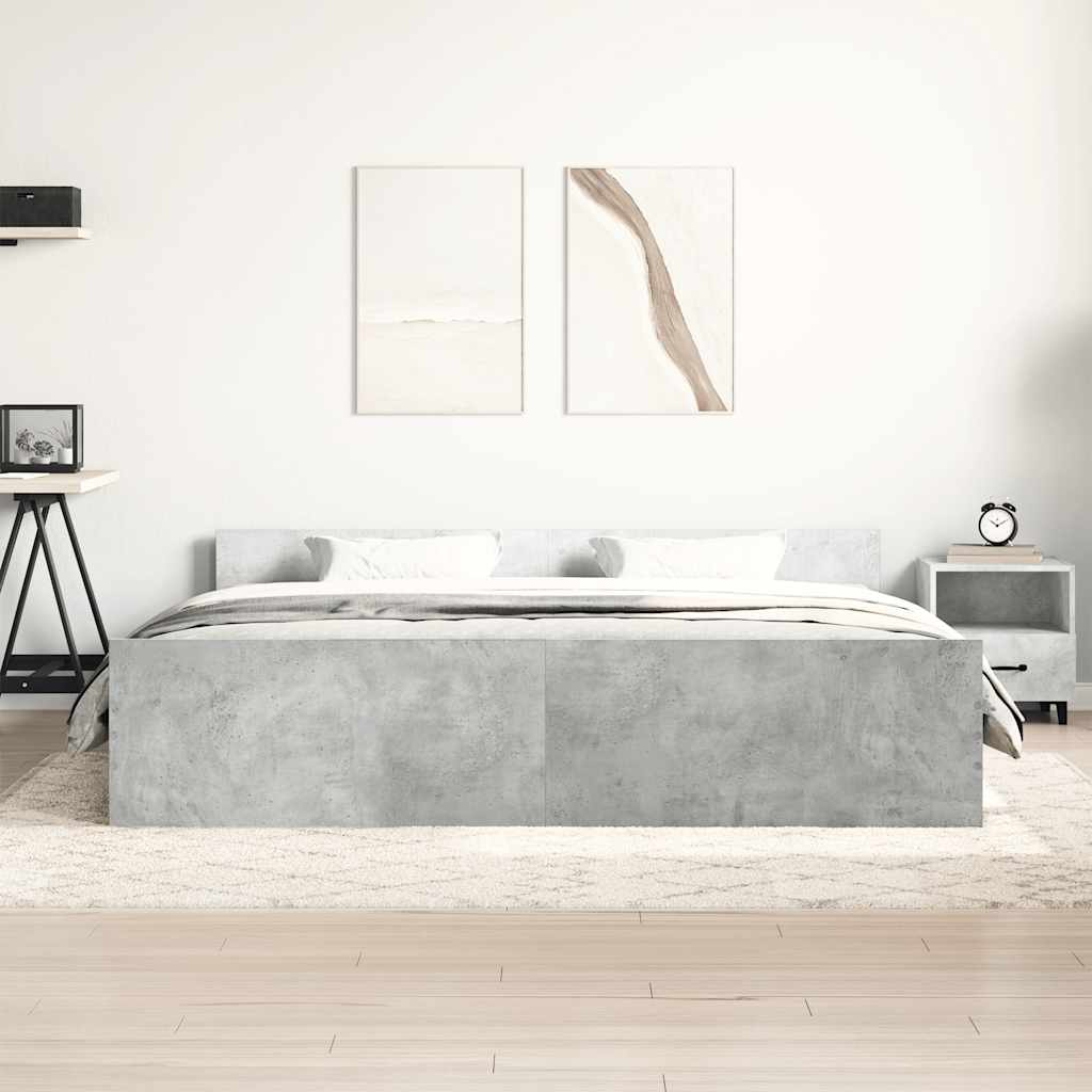 Estrutura cama c/ cabeceira e apoio pés 160x200cm cinza cimento