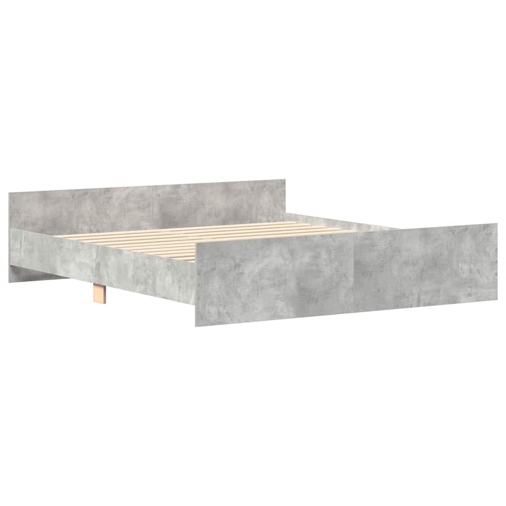 Estrutura cama c/ cabeceira e apoio pés 160x200cm cinza cimento