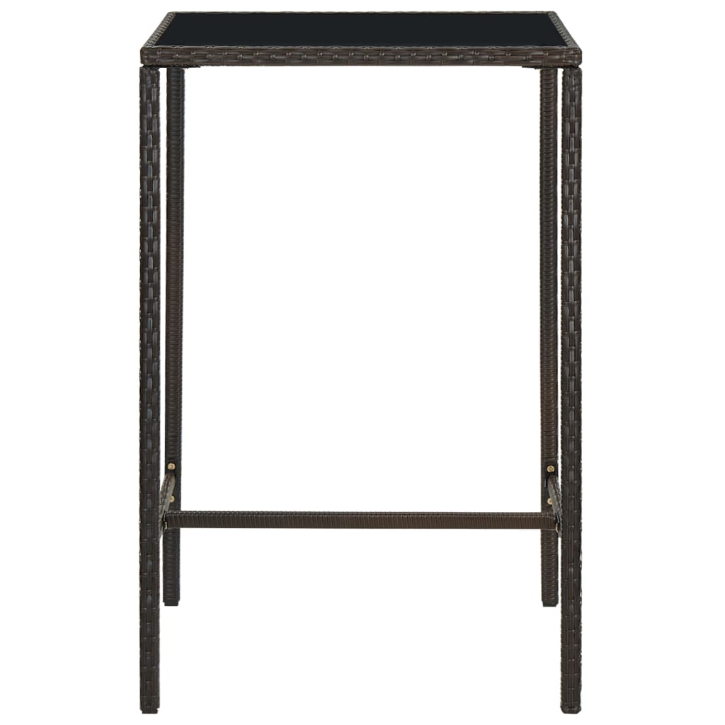 3 Pcs conjunto de bar p/ jardim com almofadões vime PE castanho