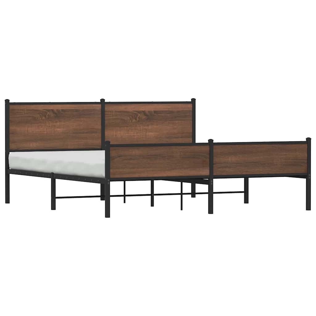 Estrutura cama sem colchão 180x200 cm metal carvalho castanho