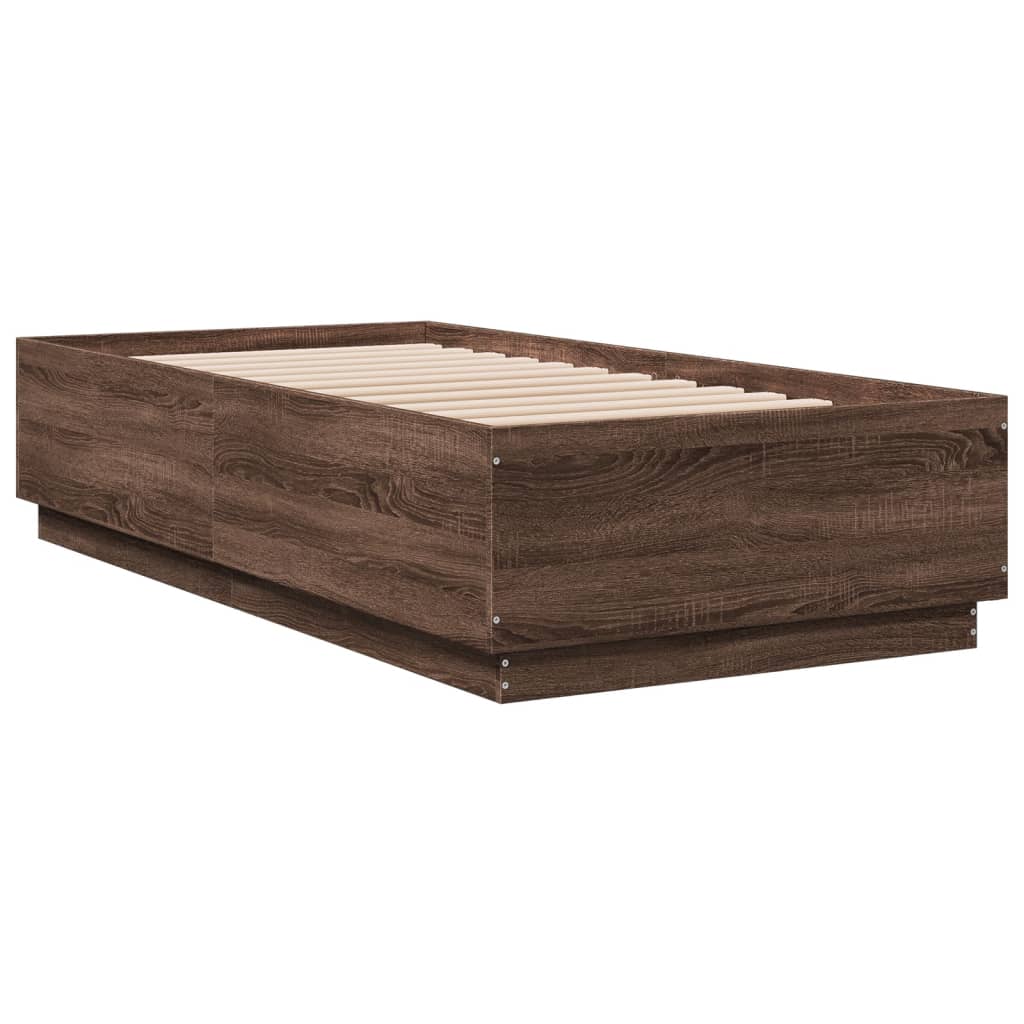 Estrutura de cama 75x190 cm derivados madeira carvalho castanho