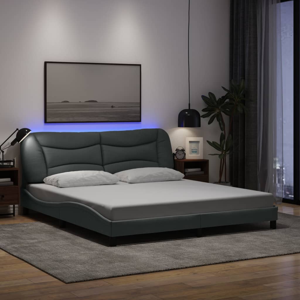 Estrutura de cama com LED sem colchão hvar 180x200 cm tecido