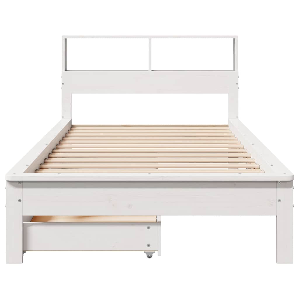 Cama com estante sem colchão 100x200 cm pinho maciço branco