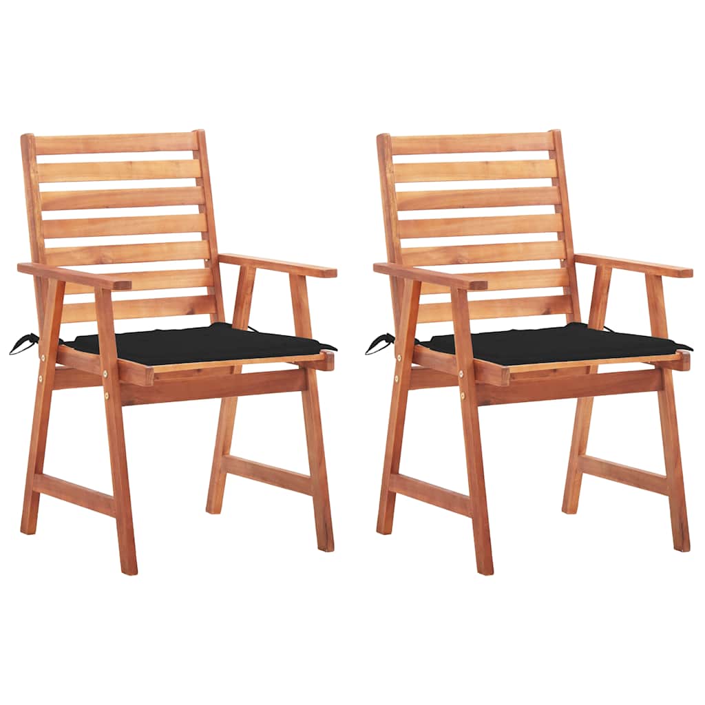 Cadeiras de jantar p/ jardim 2 pcs c/ almofadões acácia maciça