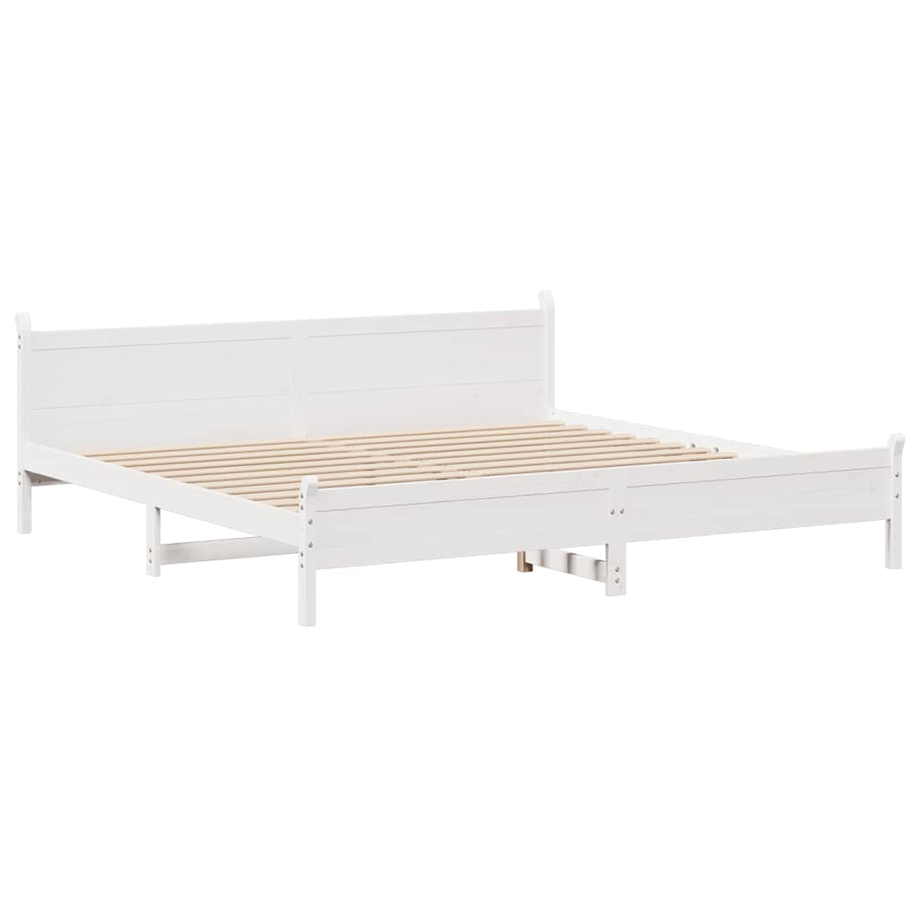 Cama sem colchão 200x200 cm madeira de pinho maciça branco