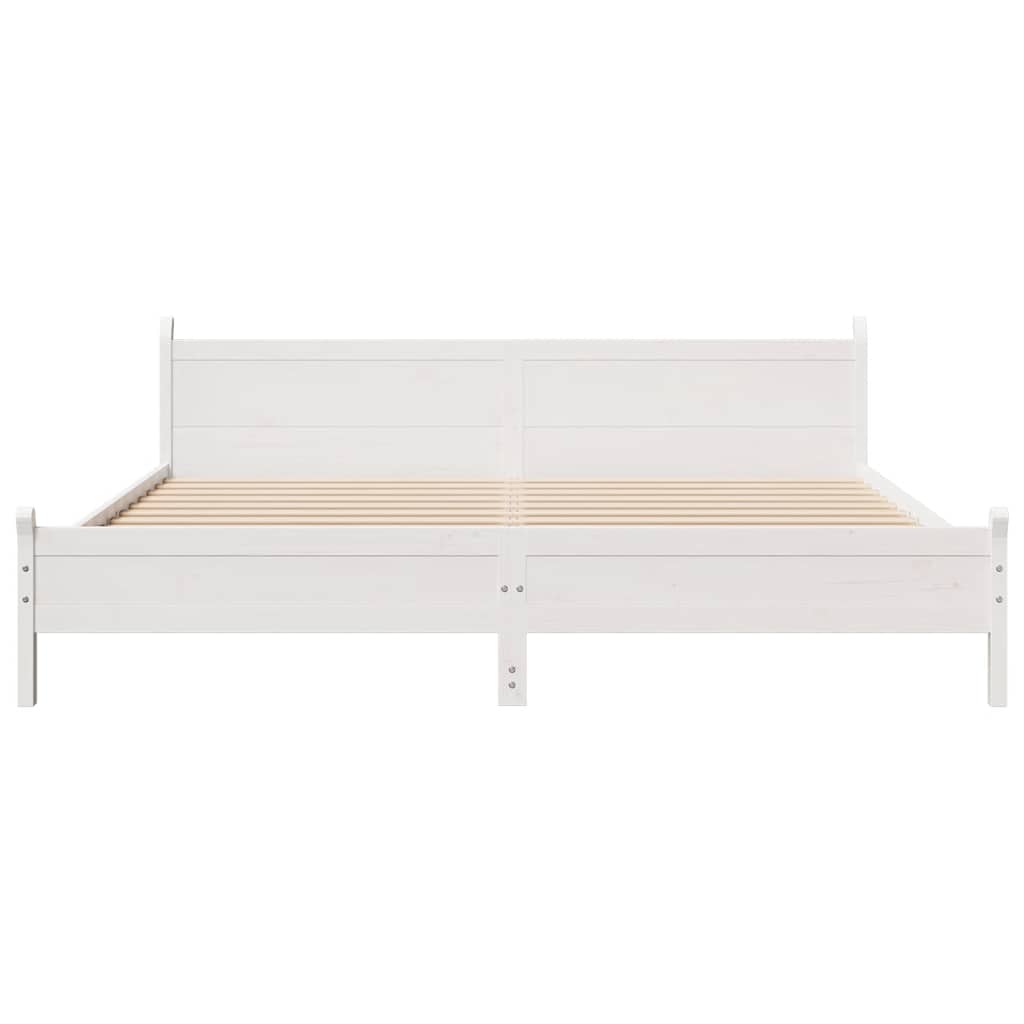 Cama sem colchão 200x200 cm madeira de pinho maciça branco